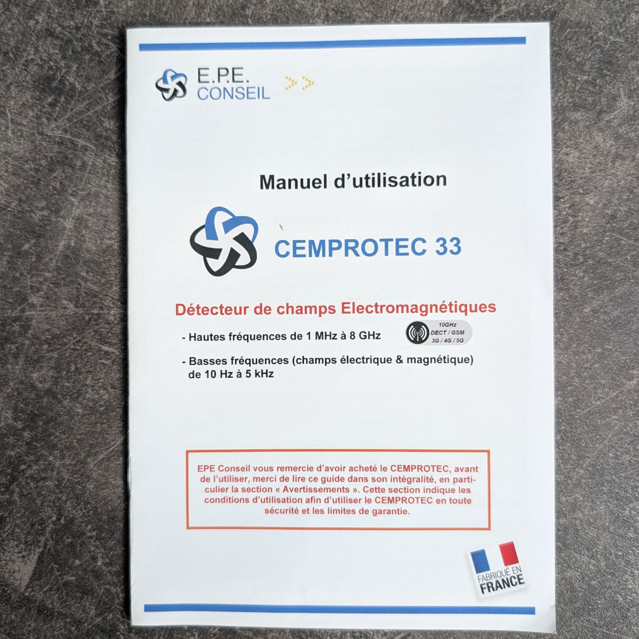 Détecteur de champs électromagnétique multifréquences( basses fréquences, magnétique et hautes fréquences) CEMPROTEC 33