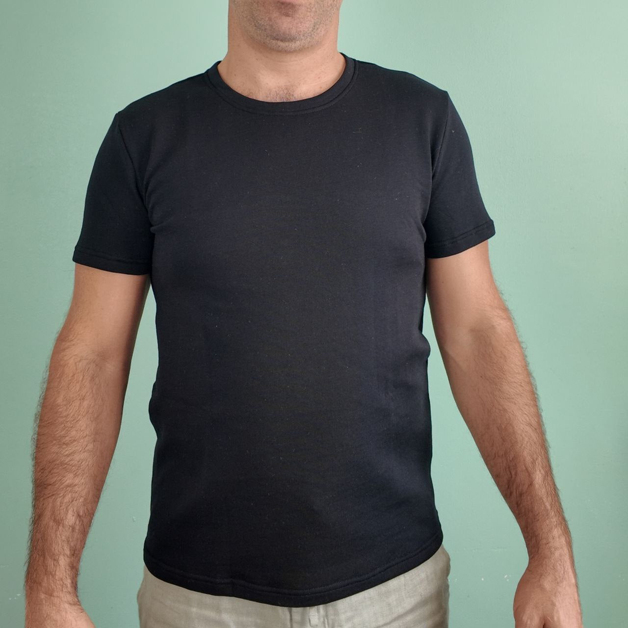 T-shirt anti-ondes noir Ondalterra-coton et fibre d’argent- tailles M, L, XL