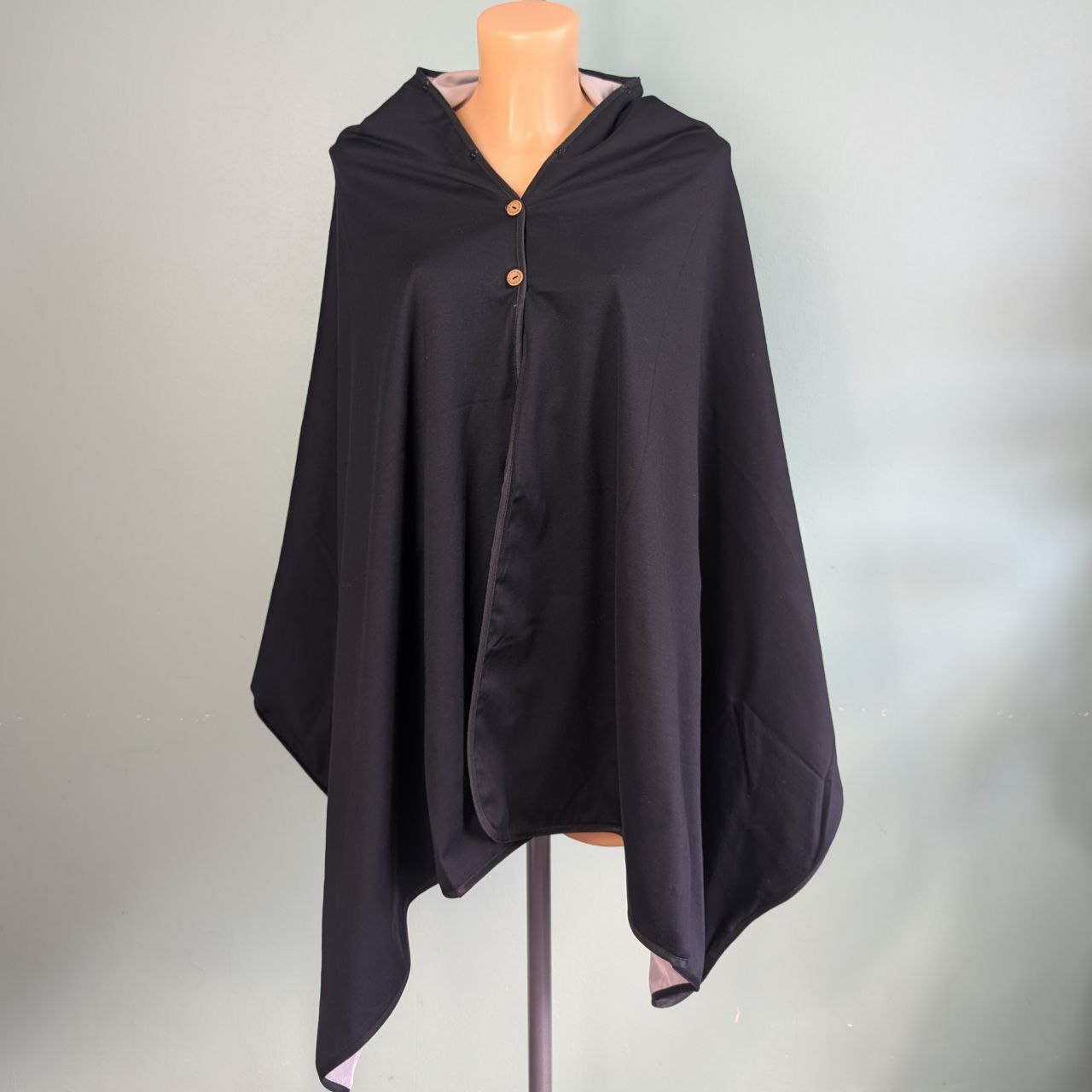 Poncho anti-ondes Ondalterra -taille unique- noir - Fibre d’argent et coton - Capuche amovible