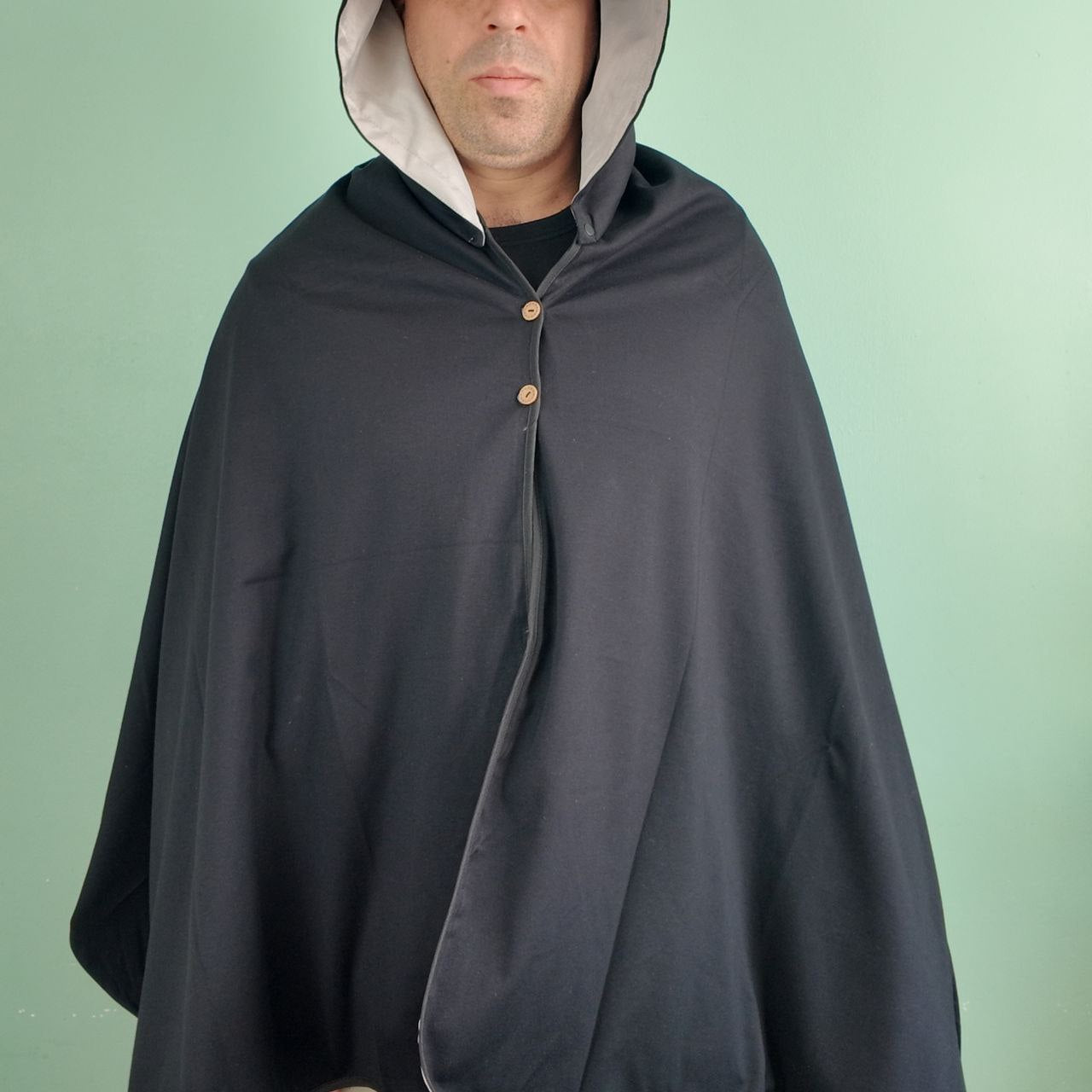 Poncho anti-ondes Ondalterra -taille unique- noir - Fibre d’argent et coton - Capuche amovible