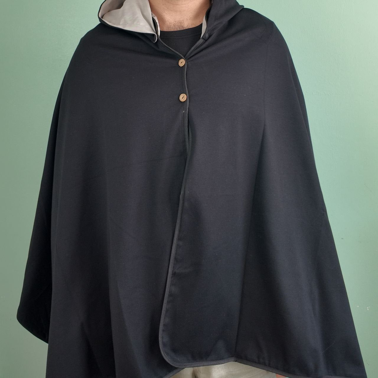 Poncho anti-ondes Ondalterra -taille unique- noir - Fibre d’argent et coton - Capuche amovible