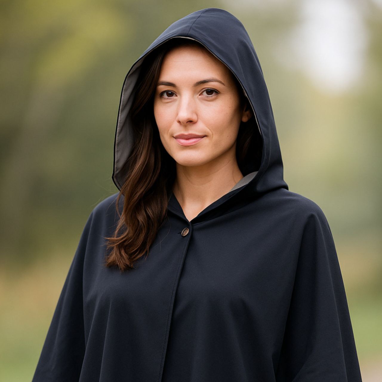 Poncho anti-ondes Ondalterra -taille unique- noir - Fibre d’argent et coton - Capuche amovible