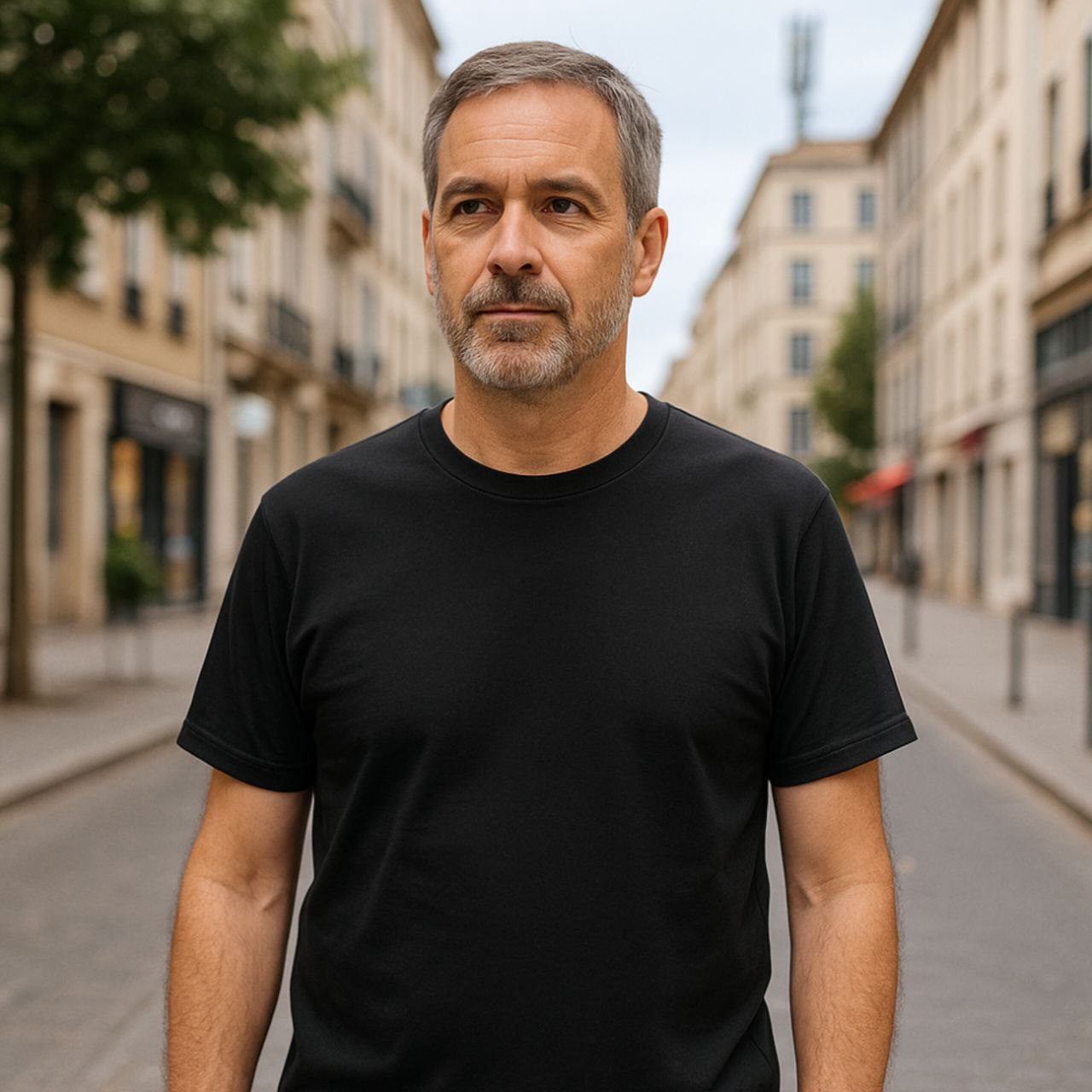 T-shirt anti-ondes noir Ondalterra-coton et fibre d’argent- tailles M, L, XL