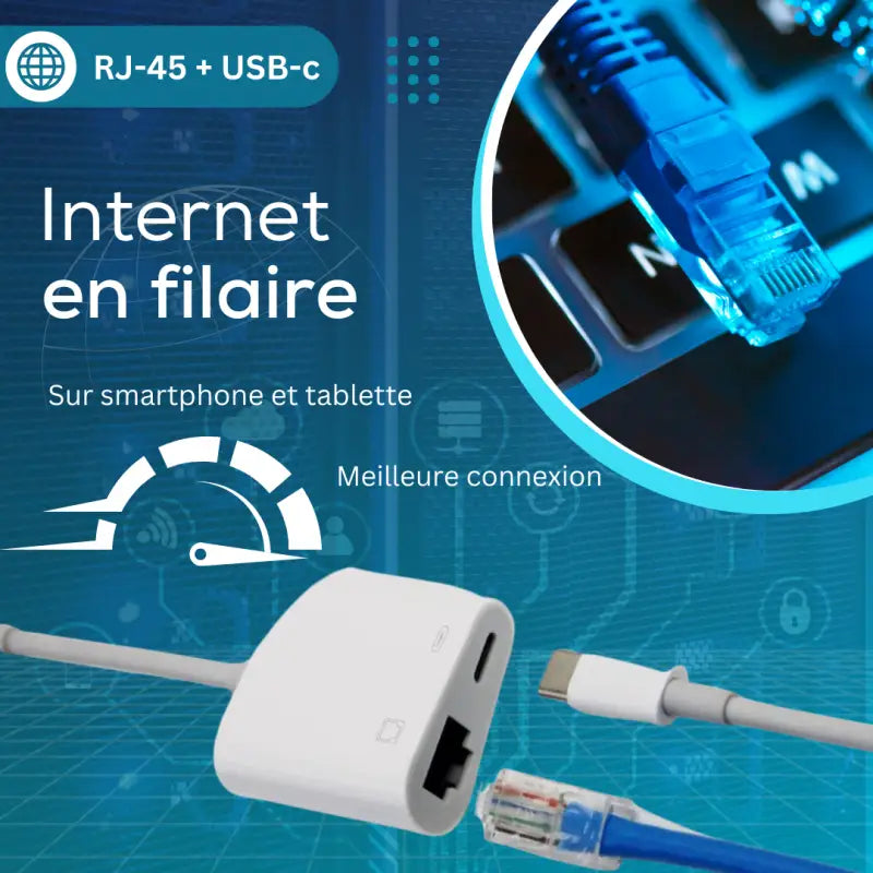 Adaptateur usb-c vers ethernet + connectez votre smartphone ou tablette à internet en filaire sans wifi ni 4g/5g