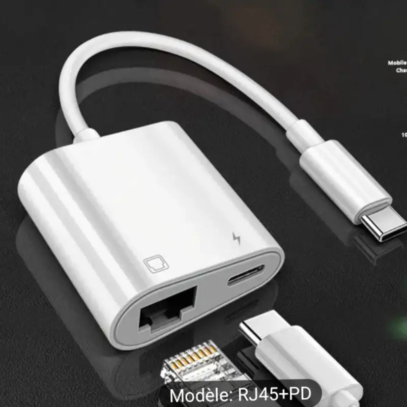 Adaptateur usb-c vers ethernet + connectez votre smartphone ou tablette à internet en filaire sans wifi ni 4g/5g