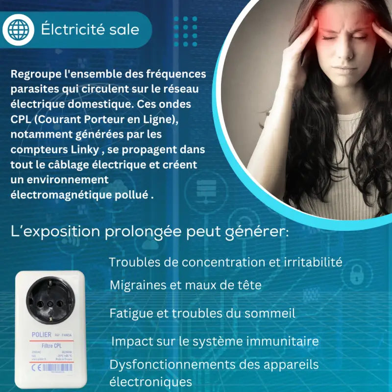 Filtre linky cpl panda15x2-éliminez l’électricité sale et les ondes du réseau électrique par polier