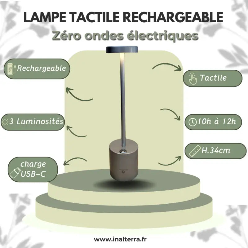 Lampe de chevet tactile rechargeable par inalterra.fr