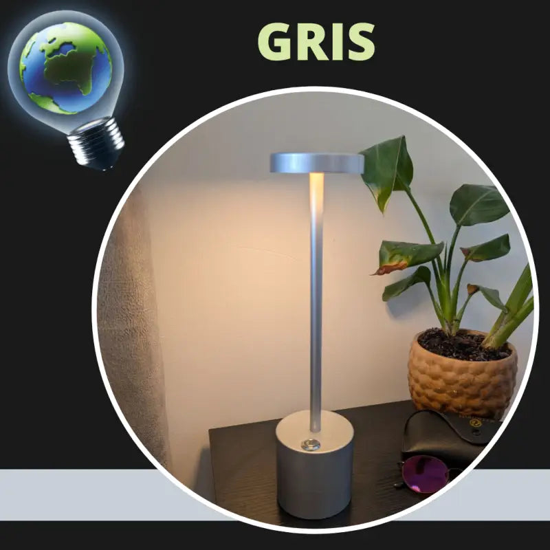 Lampe de chevet tactile rechargeable gris par inalterra.fr