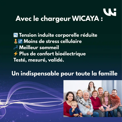 Chargeur WICAYA 65W avec mise à la Terre intégrée USB et USB-C anti-ondes.fr