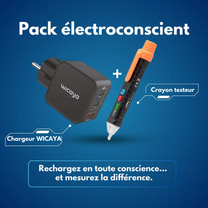 Pack WICAYA : Chargeur connecté à la Terre + crayon testeur de champ électrique anti-ondes.fr