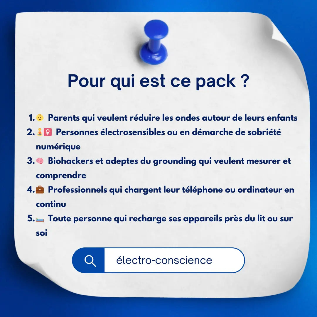 Pack WICAYA : Chargeur connecté à la Terre + Coussinet carré de mise à la Terre anti-ondes.fr