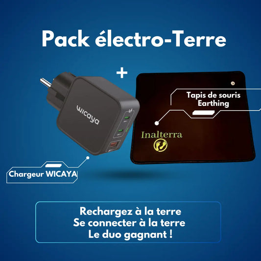 Pack Wicaya – Chargeur connecté à la terre + Tapis de souris de mise à la terre anti-ondes.fr