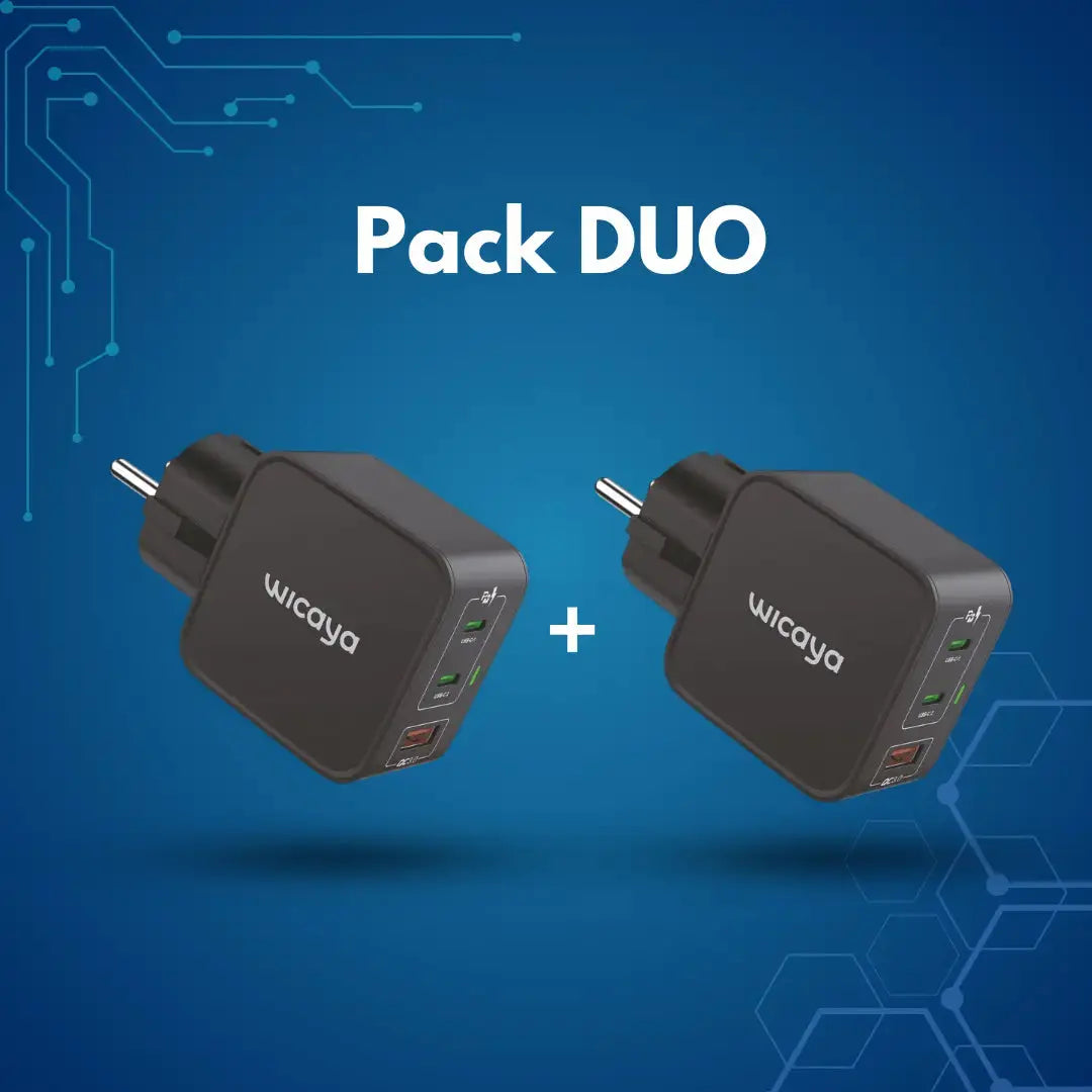 Chargeur WICAYA 65W avec mise à la Terre intégrée USB et USB-C anti-ondes.fr