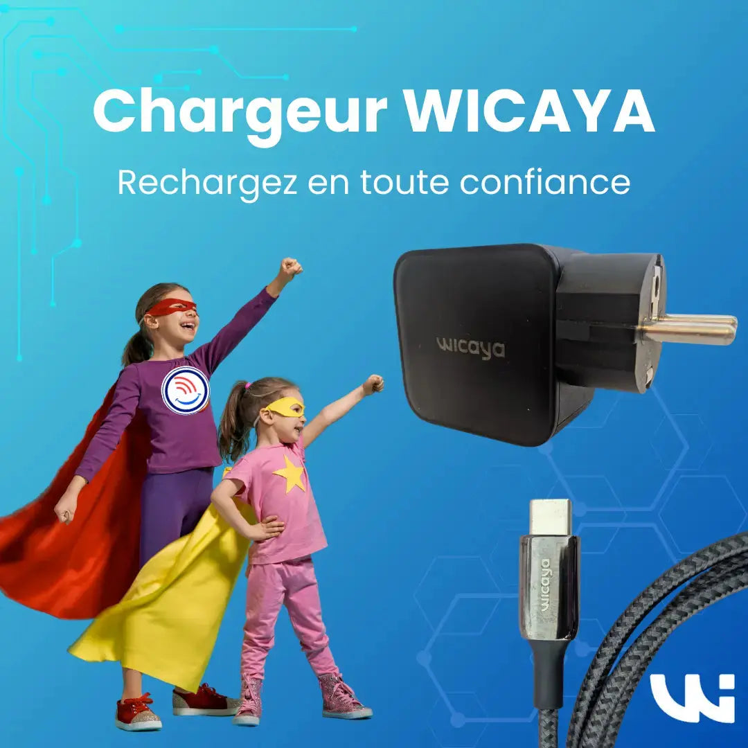 Chargeur WICAYA 65W avec mise à la Terre intégrée USB et USB-C anti-ondes.fr