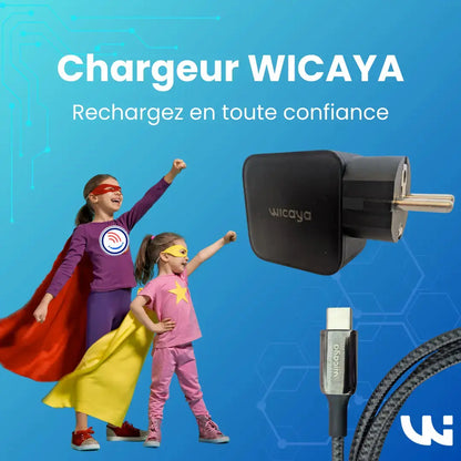 Chargeur WICAYA 65W avec mise à la Terre intégrée USB et USB-C anti-ondes.fr