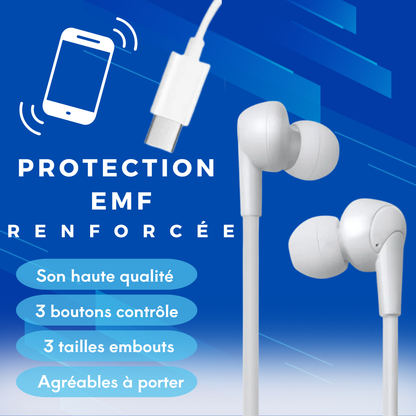 Écouteurs stéthoscopiques Air Communication – iPhone / Type-C / Jack, réduction ondes & confort audio