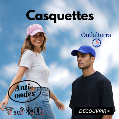 Casquette anti-ondes Ondalterra- Protection hautes fréquences-Taille unique- bleu ou rose pastel